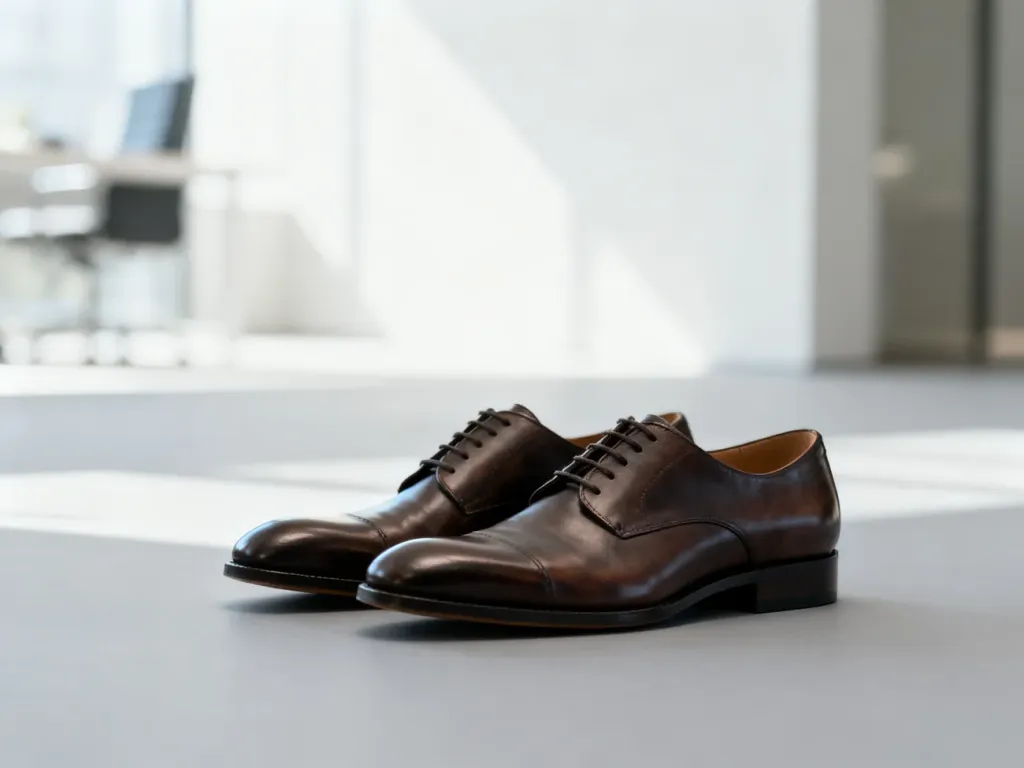 Eleganckie skórzane buty marki Kazar wyeksponowane na jasnym, minimalistycznym tle.